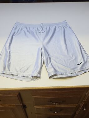 Nike White Men's Athletic Shorts with Black Swoosh